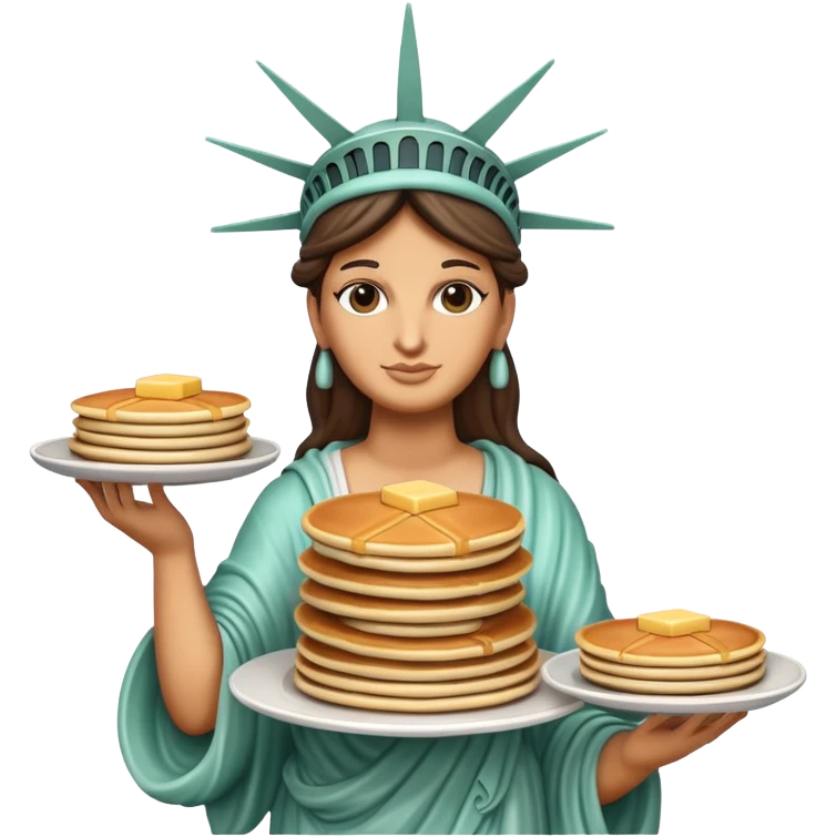 Statue of Liberty holding a stack of pancakes emoji