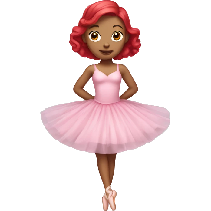 White skin ballerina with pink dress and red hair emoji