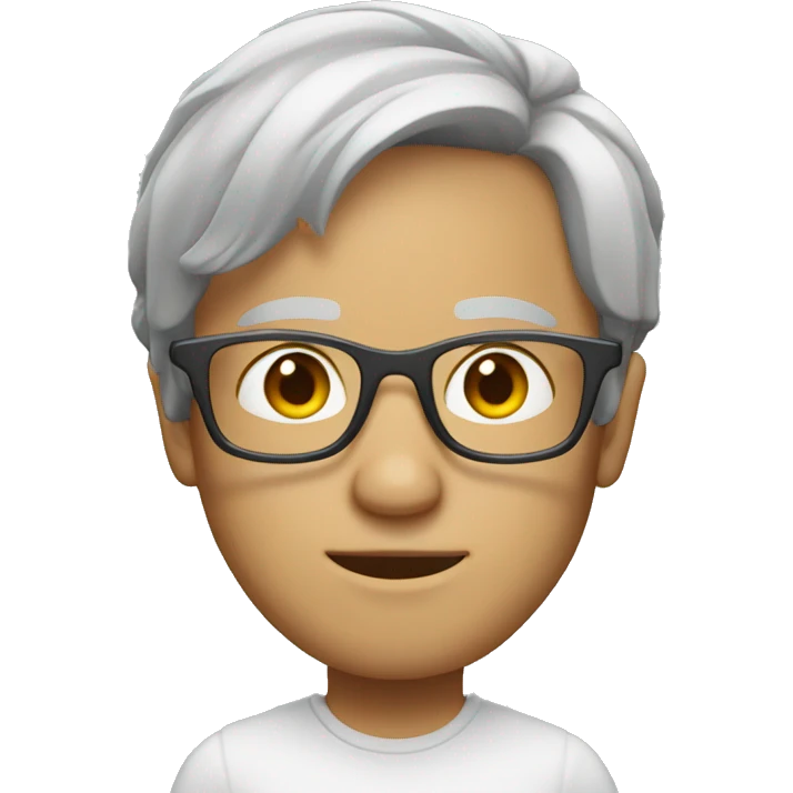 Mid length Grey blond hair with glasses on top of head emoji