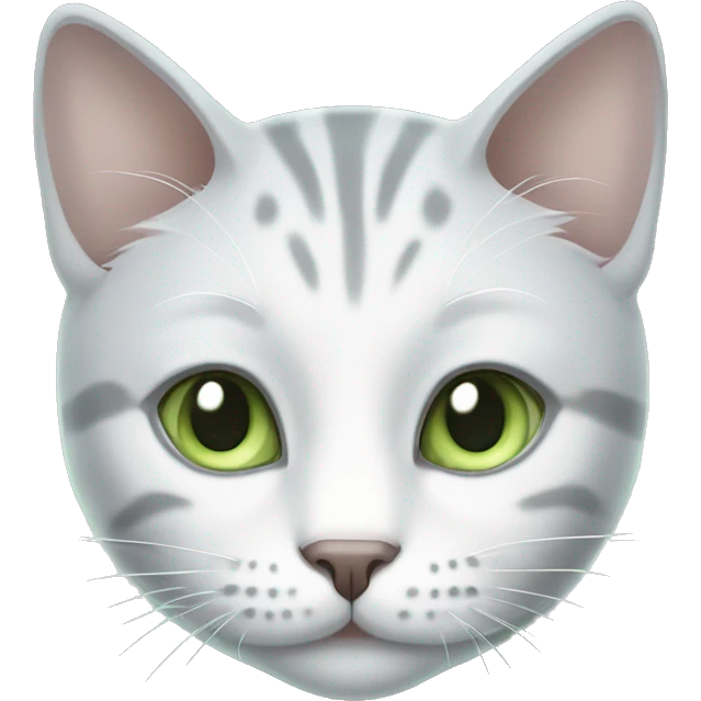 grey and white cat with pale green eyes  emoji