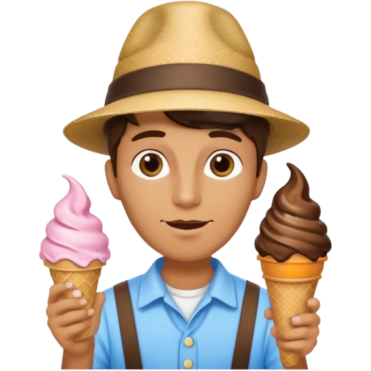 hat wearing ice cream vendor emoji