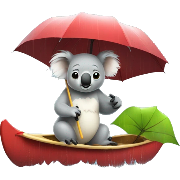 koala bear with an umbrella in a kajak in the rain emoji