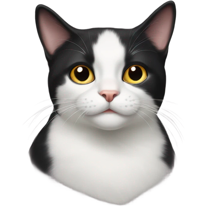 Tuxedo cat with two dots on upper lip emoji