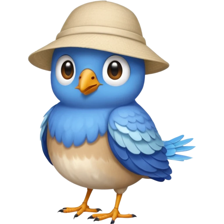 A bird that has a pillow hat and has a blue summer shirt emoji
