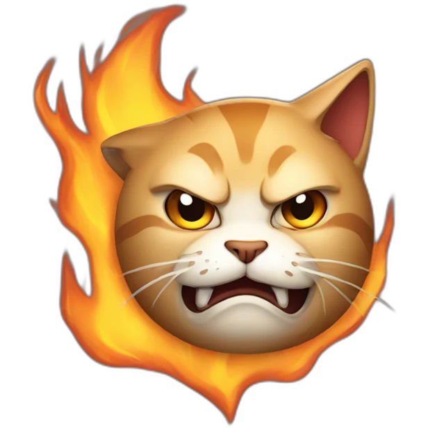 Angry cat with flame around emoji
