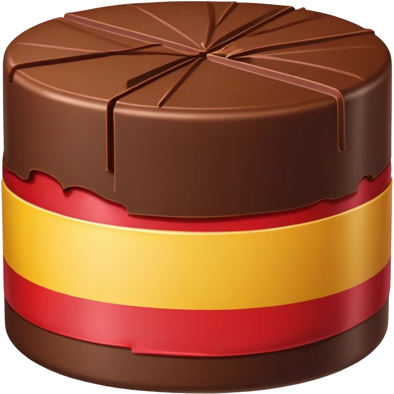 round chocolate bonbon with wafer center and yellow and red wrapper emoji