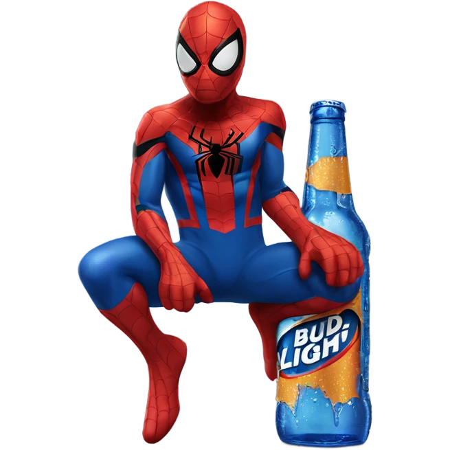 Spider-Man drinking a Bud Light emoji