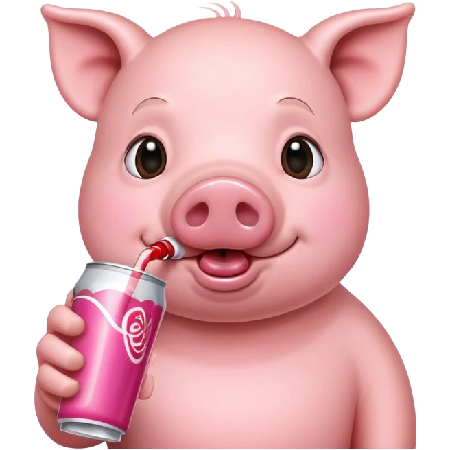 A pig drinking a soda emoji