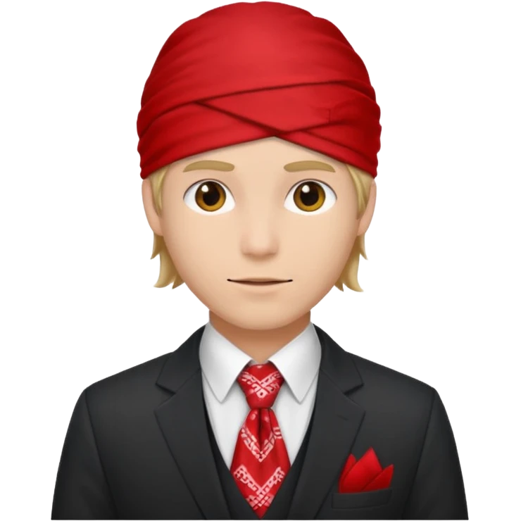 Character wearing a bandana and a suit emoji
