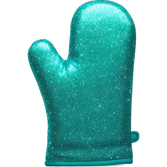 Realistic teal glitter oven mitt isolated  emoji