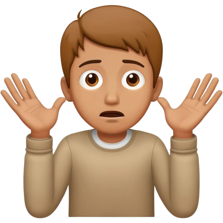 anxious man with hands outstretched in begging position with worried fearful expression emoji
