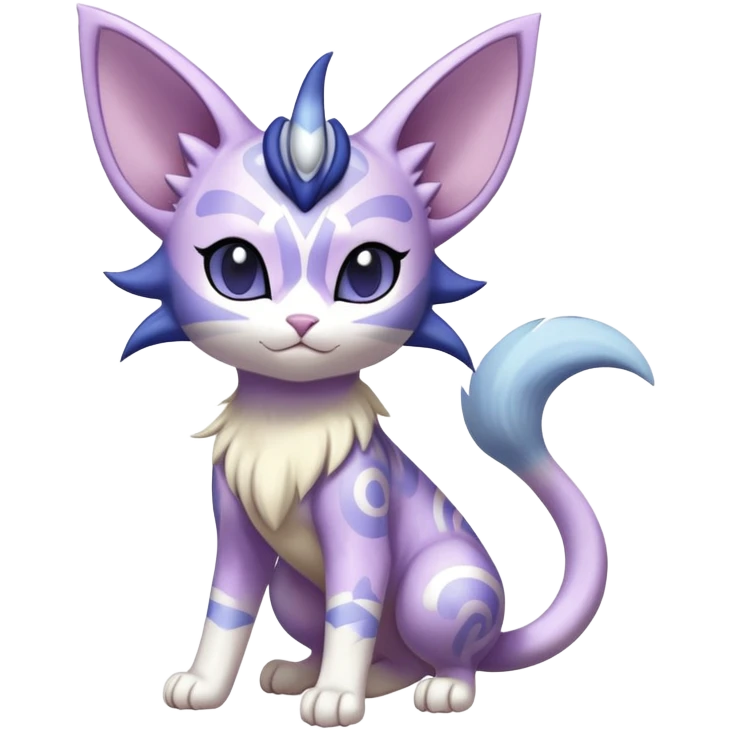 Shiny Exotic Cute Meowth-Espeon-Purrloin-Mew-Meowstic-Hybrid-Creature with pattern-markings emoji