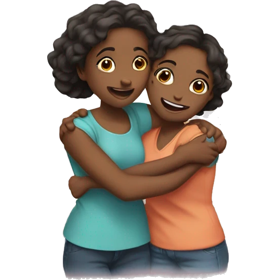 Hug two girlfriends emoji