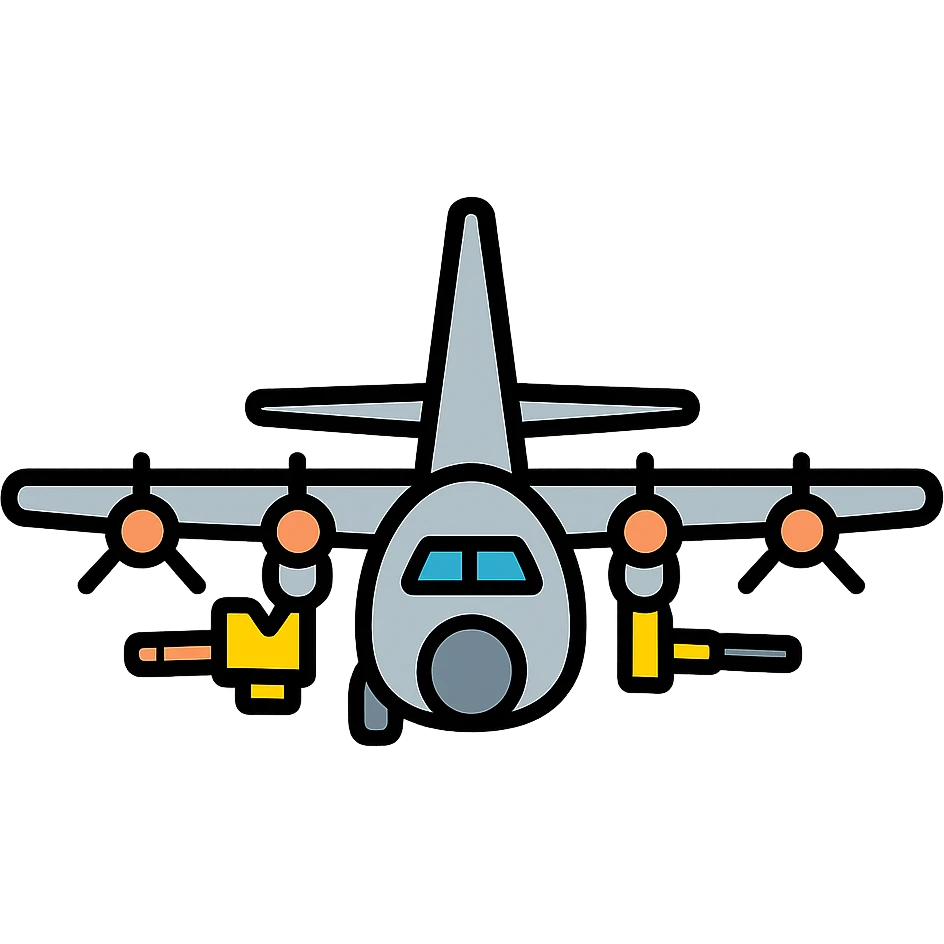 AC-130 gunship aircraft with visible weapons emoji