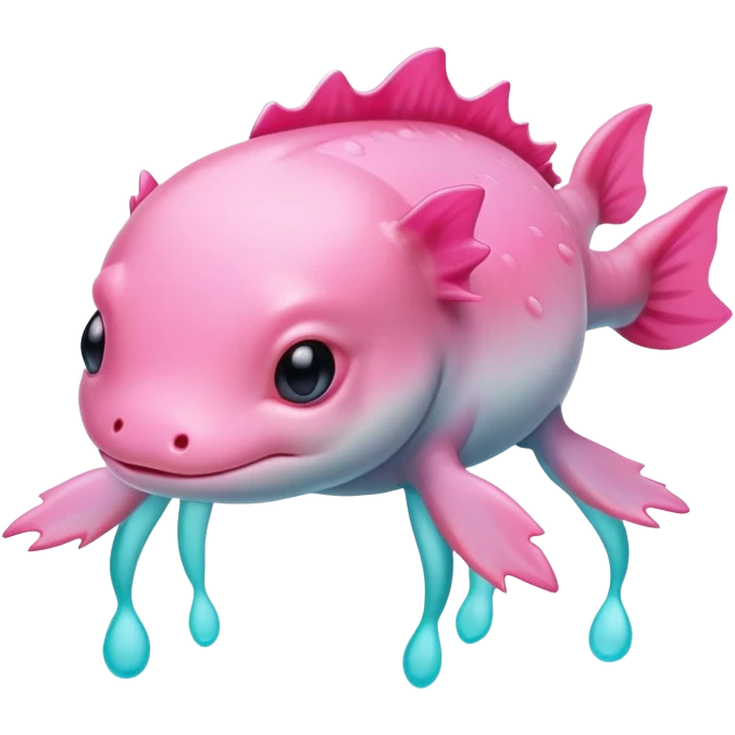 Cute Axolotle pink and aqua emoji