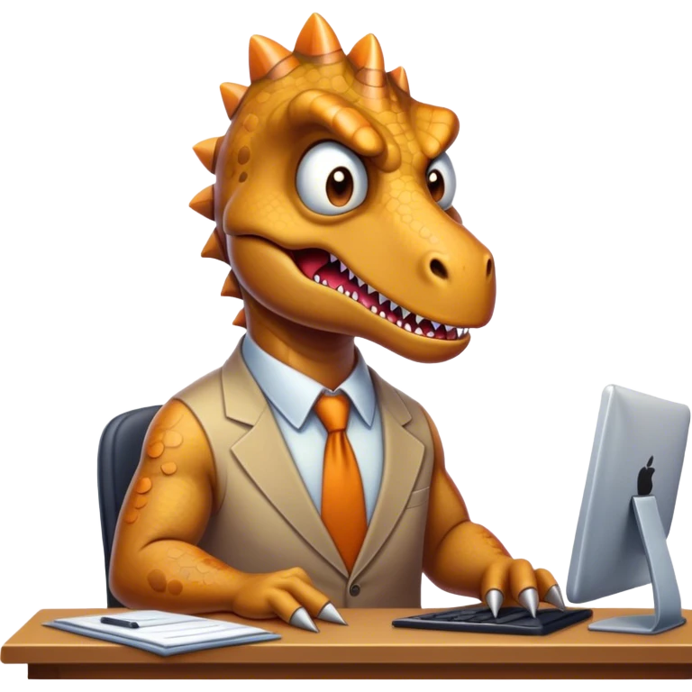 angry office dinosaur working late emoji