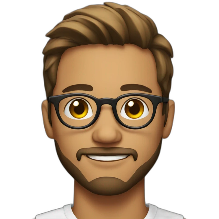 a 20 year old man with round glasses and beard emoji