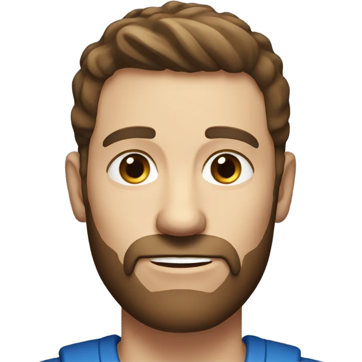 Male farmer, short thin beard (brown hair and BLUE eyes) emoji