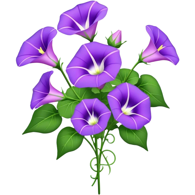 bouquet purple Morning Glorysuper, stem emoji