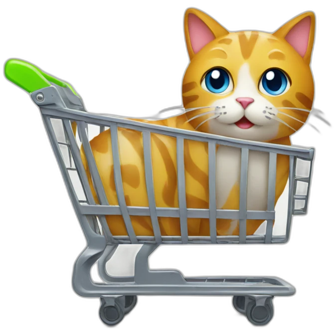 shopping cart with a cat in it emoji