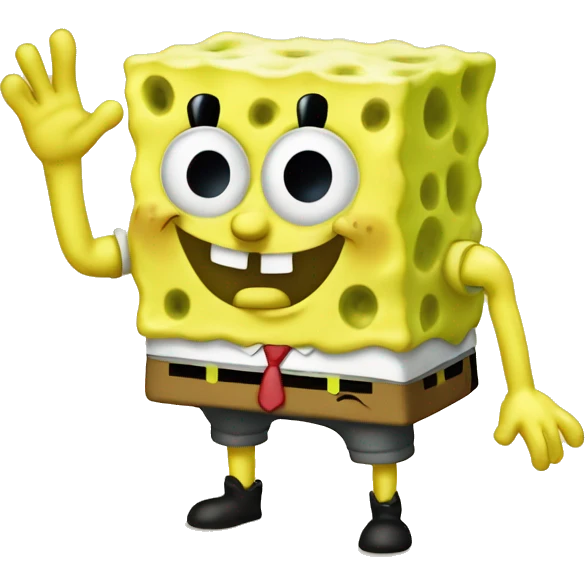Cute spongebob wawing his hand emoji