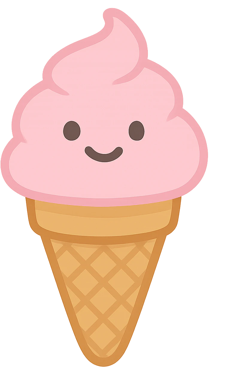 pink ice cream cone emoji, cute and sweet emoji