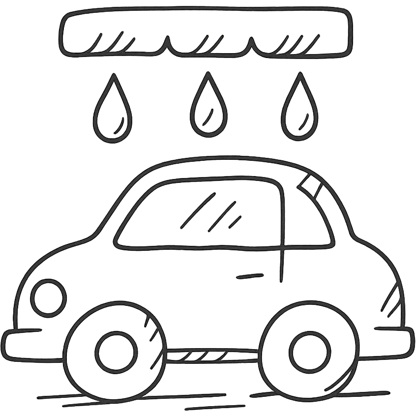 car wash icon with hand drawn outline style emoji