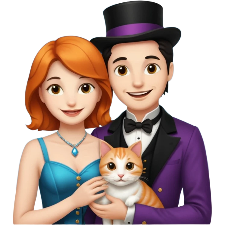 I'llmagician couple and their pet cat emoji