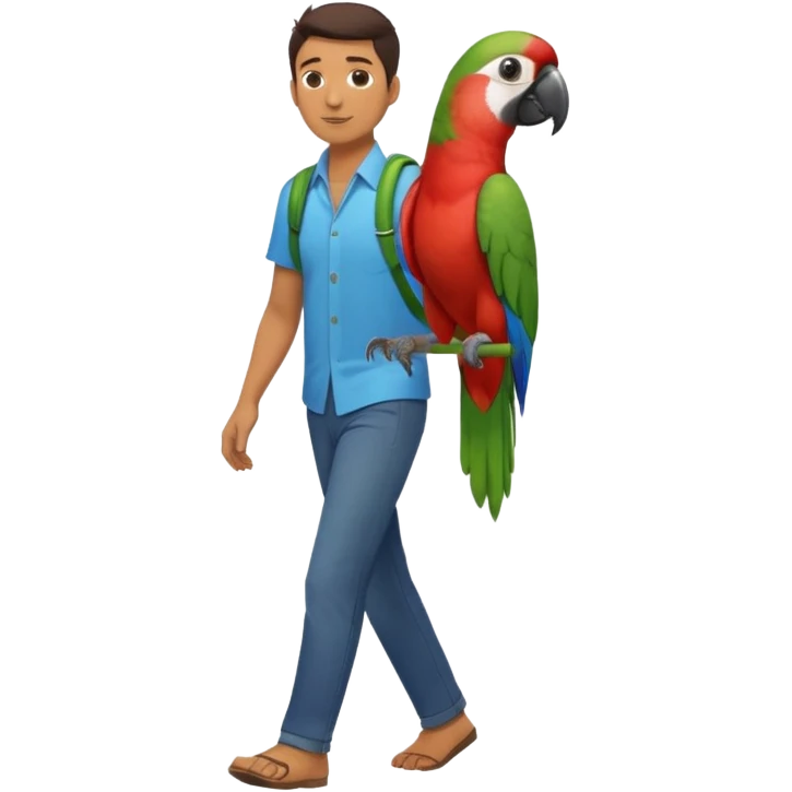 Walker + parrot on shoulder, Pet Walkers, Full body with walk pose emoji
