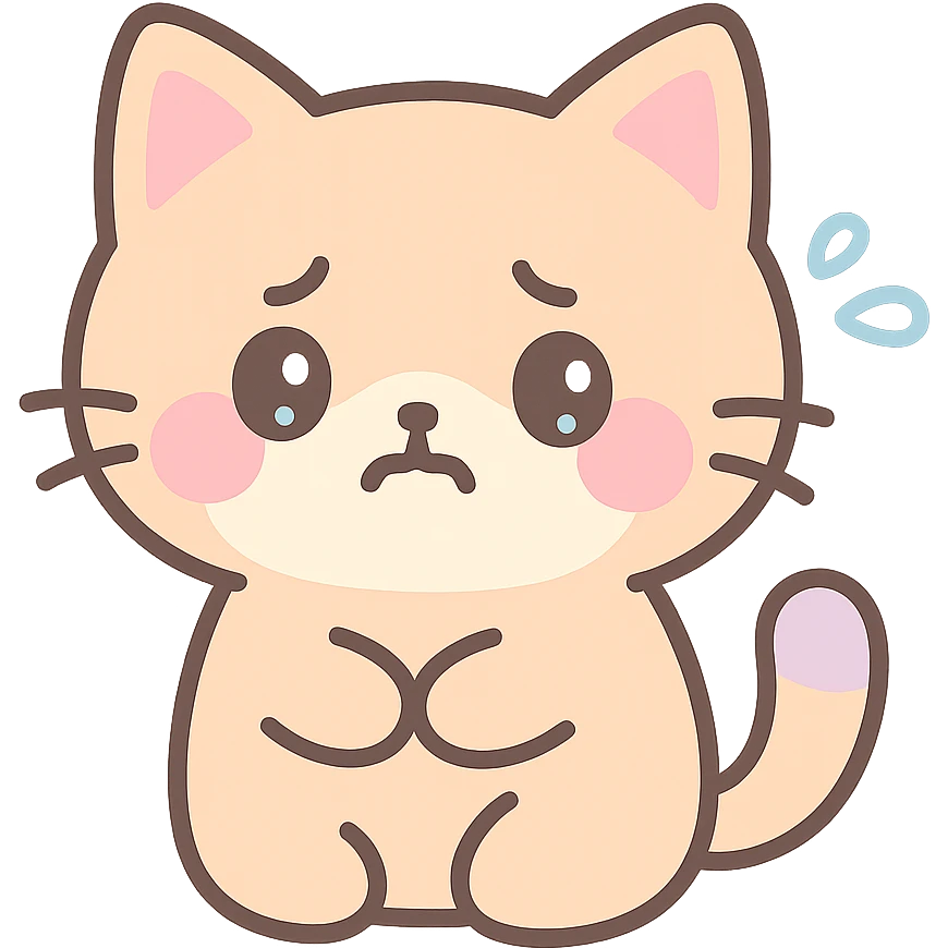 nervous cat in kawaii style emoji