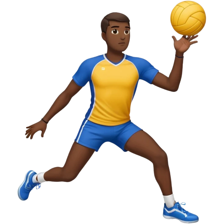 Guy dark skin playing volleyball with thick legs emoji
