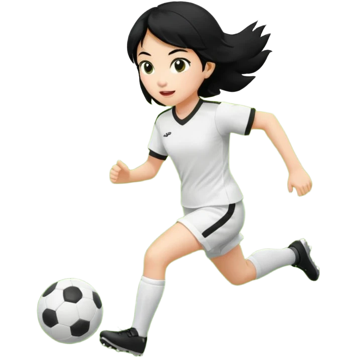 girl tha plays soccer black hair white emoji