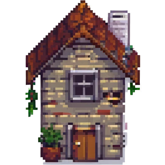 a cozy house in pixel art style emoji
