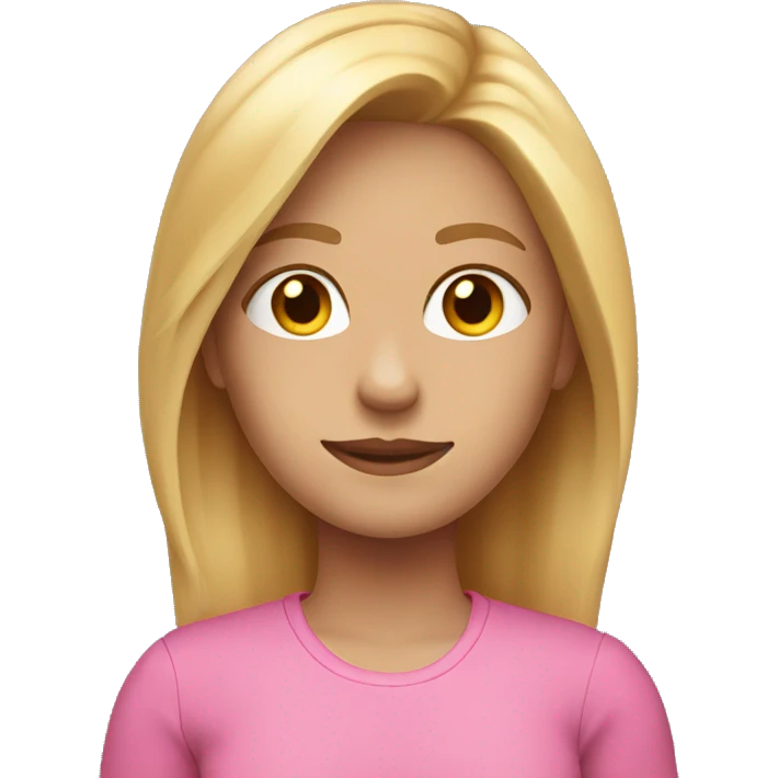 Girl with shoulder length blonde hair wearing a pink shirt emoji