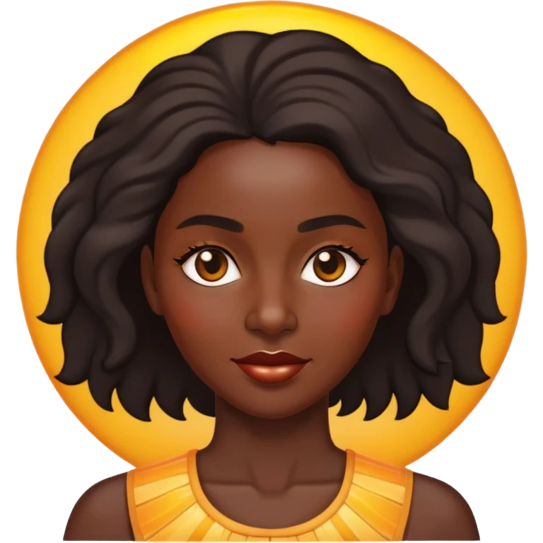 A black beautiful woman in front of the shining sun  emoji