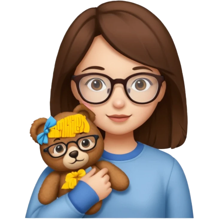  girl with single teddy bear she is wearing glasses emoji