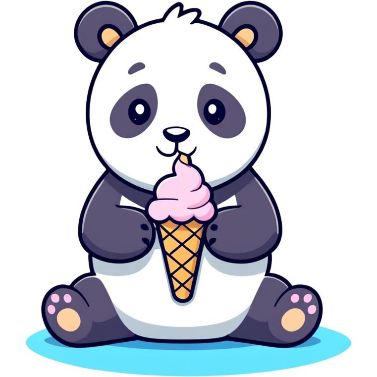 Panda eating ice cream emoji