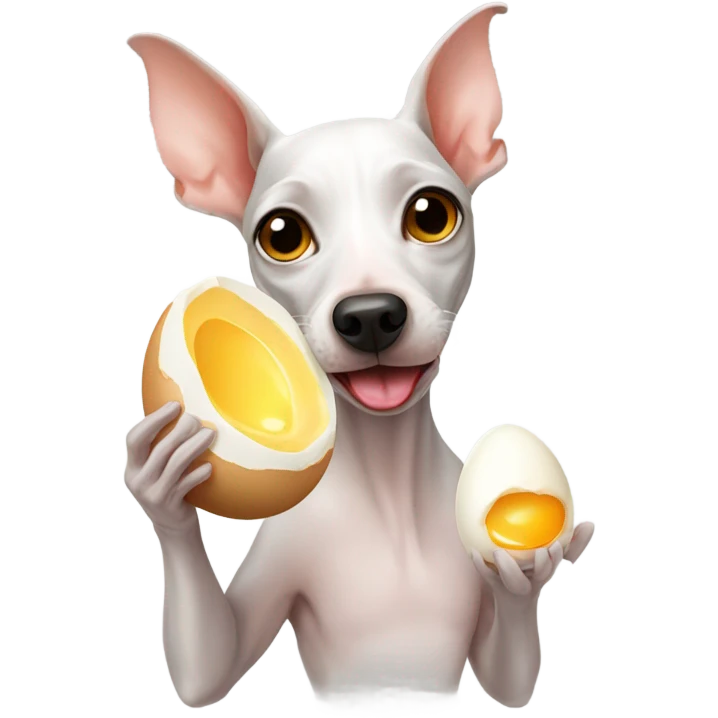 American Hairless Terrier eating Boiled egg emoji