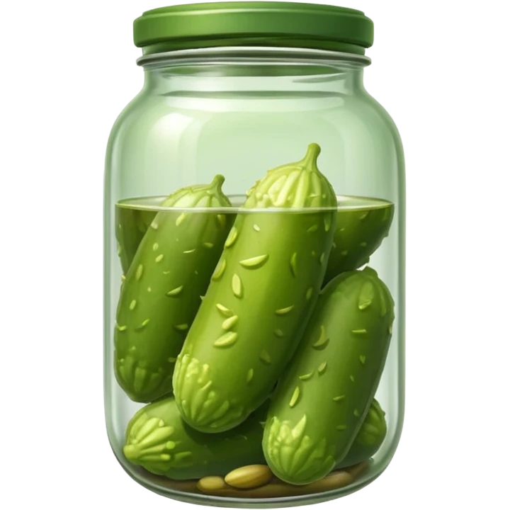 a single pickle inside a glass jar emoji