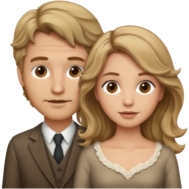 Married couple male dirty blonde hair and female brown wavy hair emoji