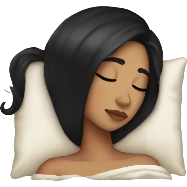 Sleeping queen black hair long and soft emoji