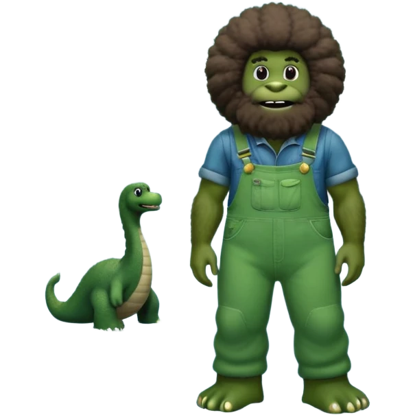 Bigfoot merged with Mario merged with Bob Ross merged with The Loch Ness monster emoji