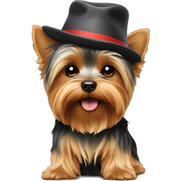 Yorkie wearing hat emoji