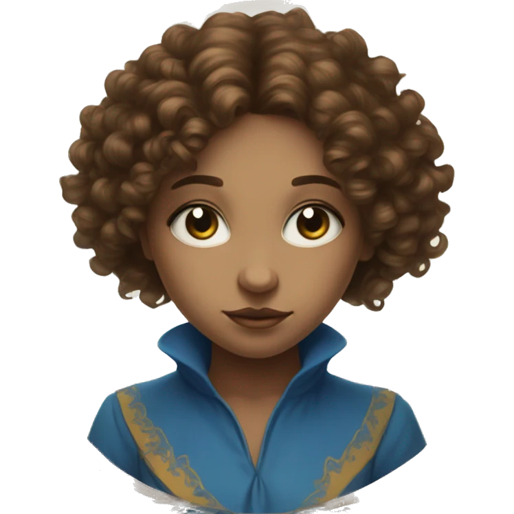 girl with curly brown hair and blue eyes fortune telling on tarot emoji