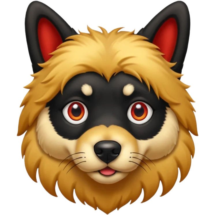 big red eyed black golden dog emoji