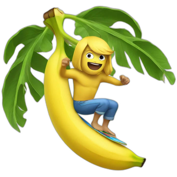 A banana surfing emoji