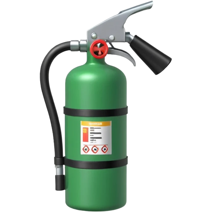 green fire extinguisher putting out a fire emoji