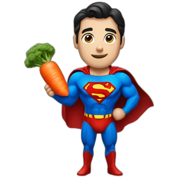 Superman with a carrot in his hand emoji