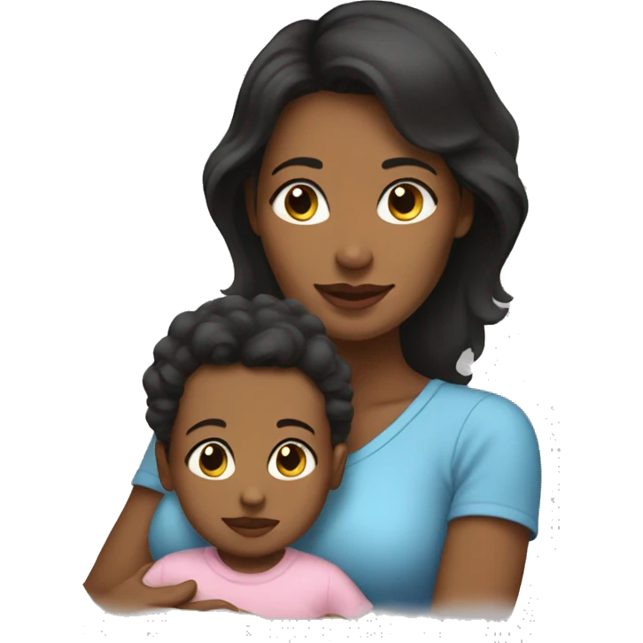 Mom and baby  dark hair emoji