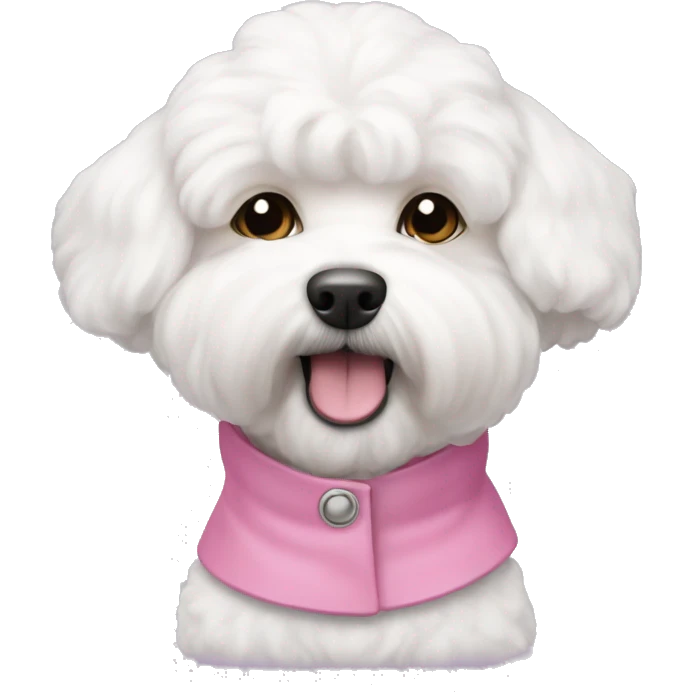 a bichon maltes with a pink coat emoji
